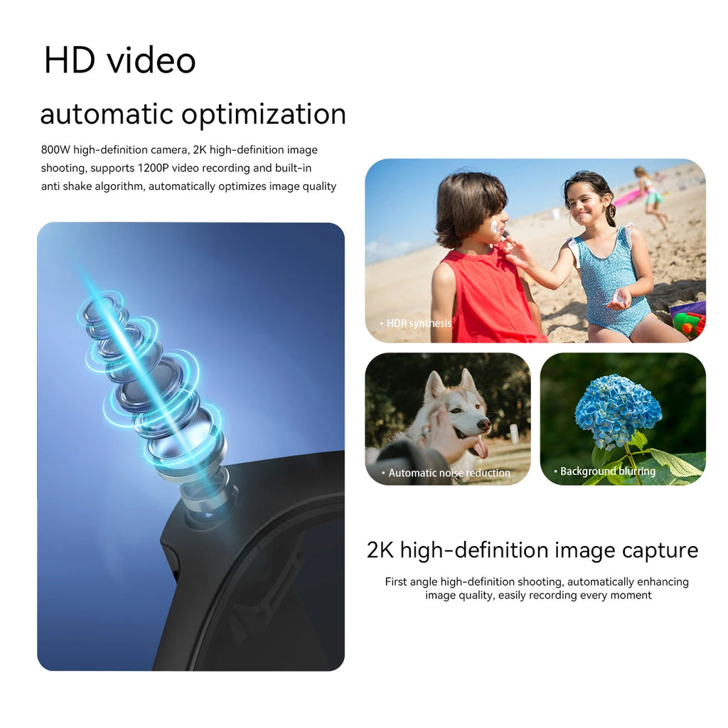 Lunettes connectées 4K IA avec caméra HD et appels Bluetooth